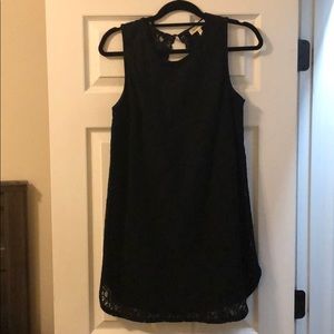 Black Lace Sleeveless Tunic Dress